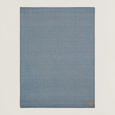 Avalon Bayadere blanket - Blue | Hermès USA